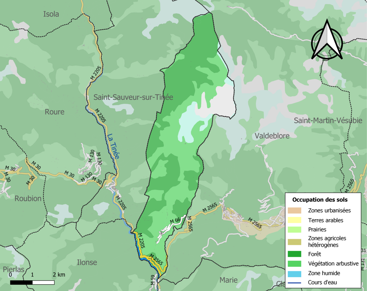 Carte de l'occupation des sols de la commune en 2018 (CLC).